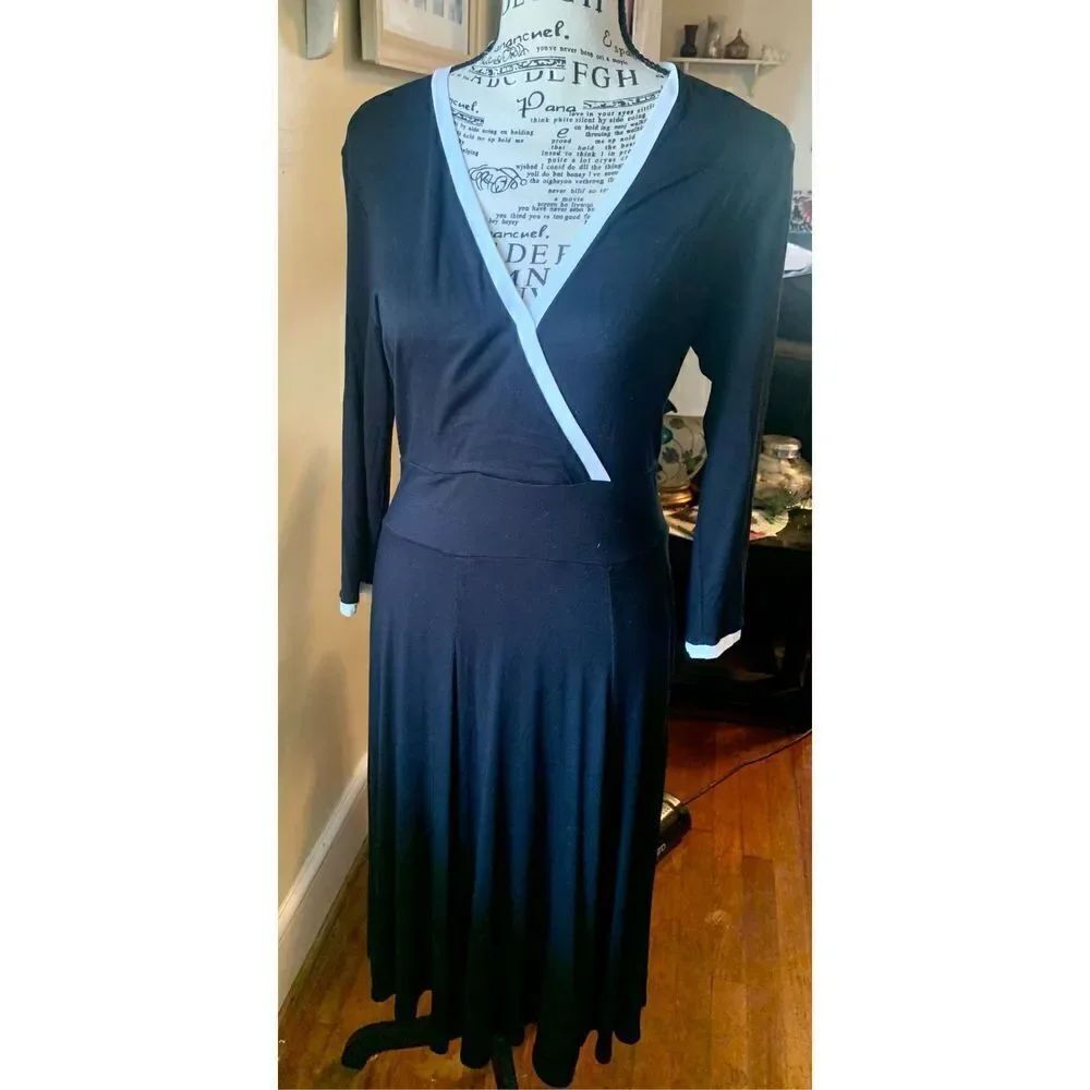 Laura Ashley Black Dress w/ white trim